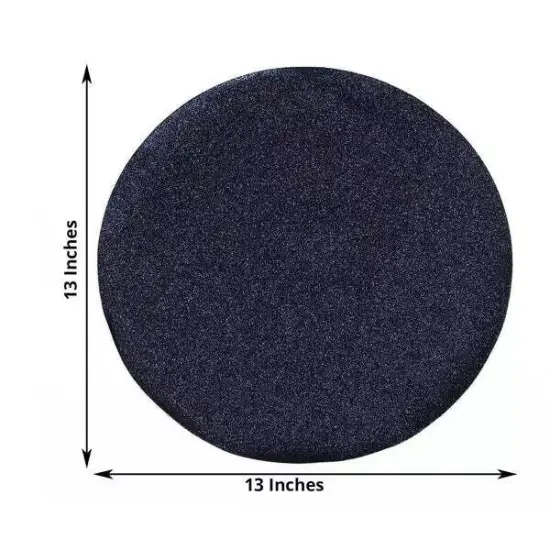 6 NAVY BLUE 13" Round Glittered Faux Leather PLACEMATS {5}