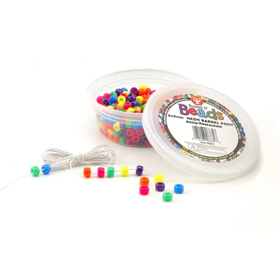 Bucket O&rsquo; Beads, Neon Barrel, 6 x 9 mm, 375 Per Pack, 6 Packs {2}