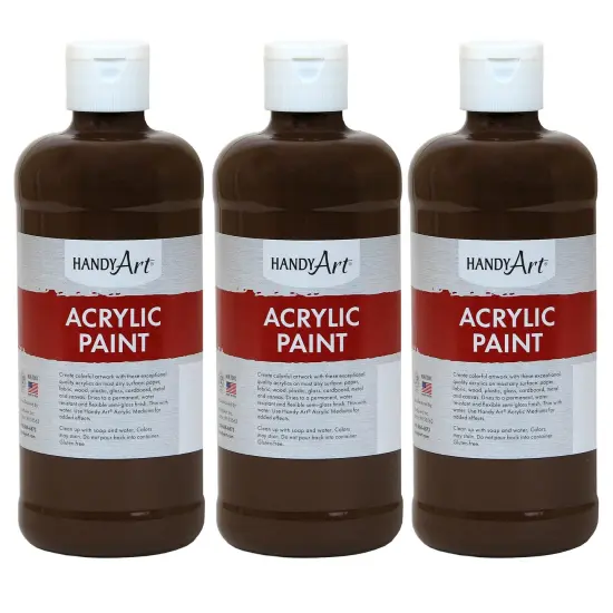 Acrylic Paint 16 oz, Burnt Umber, Pack of 3 {1}