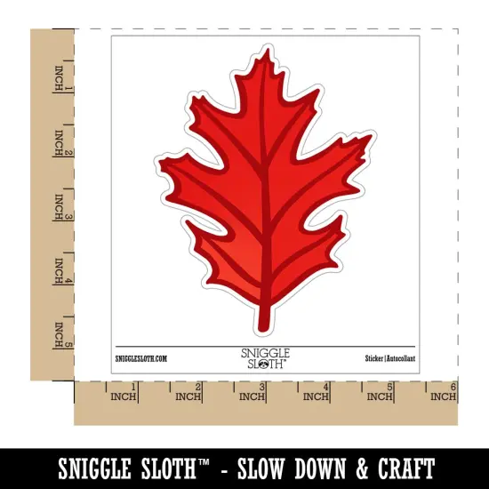 Red Oak Leaf Waterproof Vinyl Phone Tablet Laptop Water Bottle Sticker Set - 5 Pack {1}