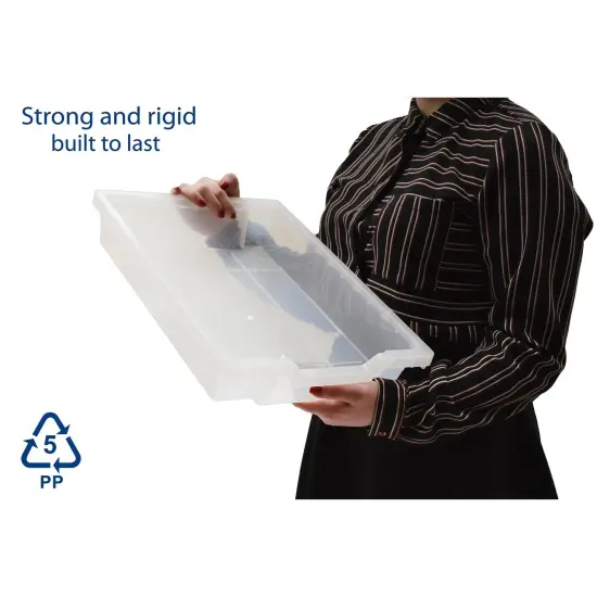 Shallow F1 Tray, Translucent, 12.3" x 16.8" x 3", Heavy Duty School, Industrial & Utility Bins, Pack 8 {3}