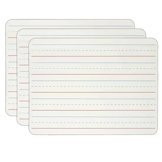Dry Erase Board, Two Sided Magnetic, Plain/Lined, Pack of 3 {2}