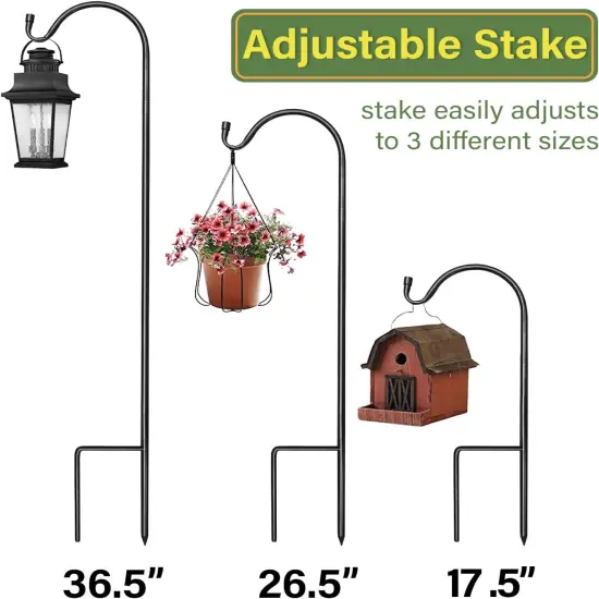 Sorbus Set of 8 Shepherds Hooks for Outdoor - Extendable Garden Stakes for Plants, Lights, Lanterns, Flower Baskets, and More {2}