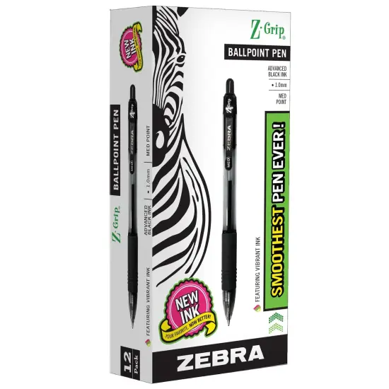 Z-Grip&reg; Ballpoint Retractable Pen, 1.0mm, Black, 12 Per Pack, 3 Packs {2}