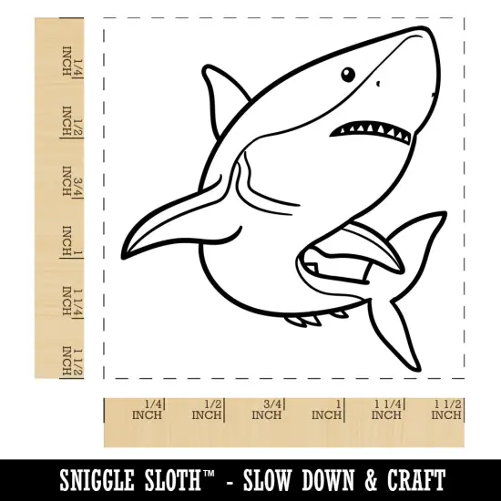 Powerful Great White Shark Self-Inking Rubber Stamp Ink Stamper Blue {1}
