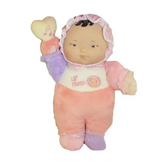 Lil' Hugs Baby's First Soft Doll, Vinyl Face, Pastel Outfits with Rattle, 12" Asian {1}