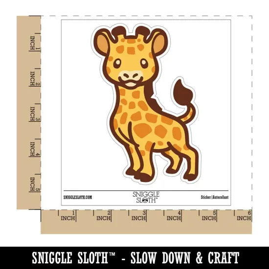 Lovable Giraffe African Zoo Animal Waterproof Vinyl Phone Tablet Laptop Water Bottle Sticker Set - 5 Pack {1}