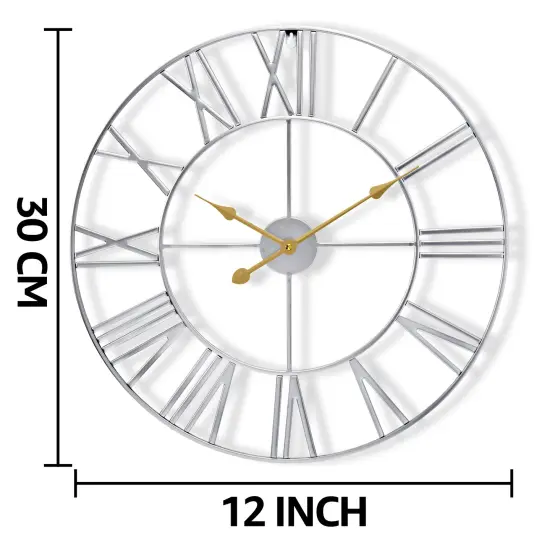 Sorbus Wall Clock for Living Room Decor - Roman Numeral Wall Clock for Kitchen - 12 inch Wall Clock Decorative Silver {3}