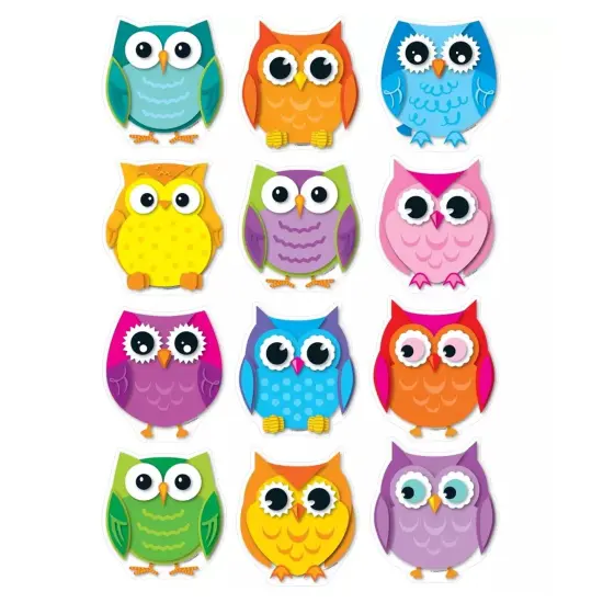 Colorful Owls Cut-Outs, 36 Per Pack, 3 Packs {2}