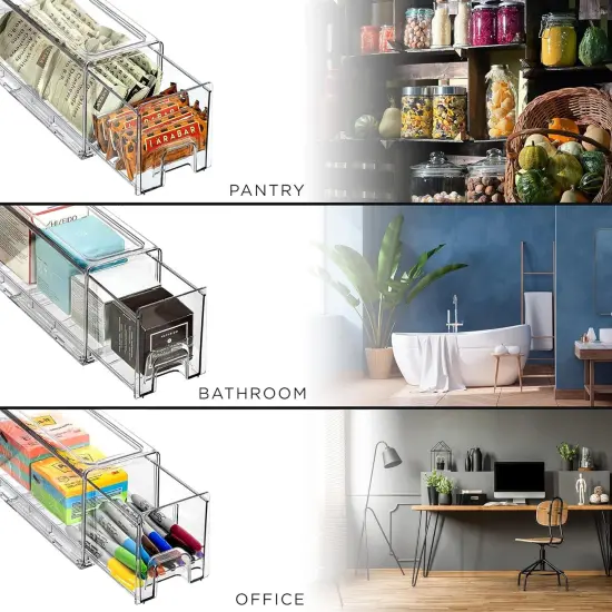 Sorbus 4 Pack Small Clear Stackable Pull-Out Drawers - Organization and Storage Containers for Kitchen, Pantry, Bathroom and More {5}