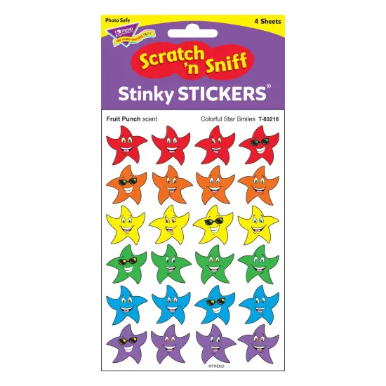 Colorful Star Smiles/Fruit Punch Stinky Stickers&reg;, 96 Per Pack, 6 Packs {4}