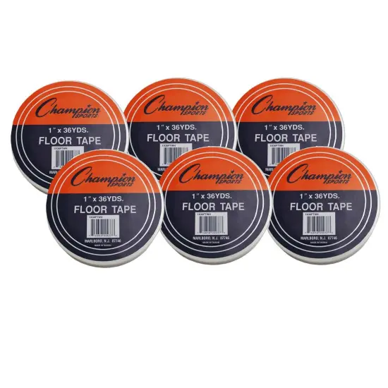 Floor Marking Tape, 1" x 36 yd, White, 6 Rolls {1}