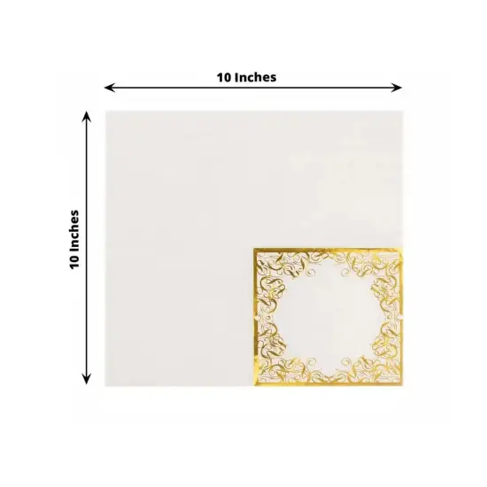 WHITE 20 Soft 3 Ply Paper Disposable Dinner NAPKINS GOLD Lace Design {3}