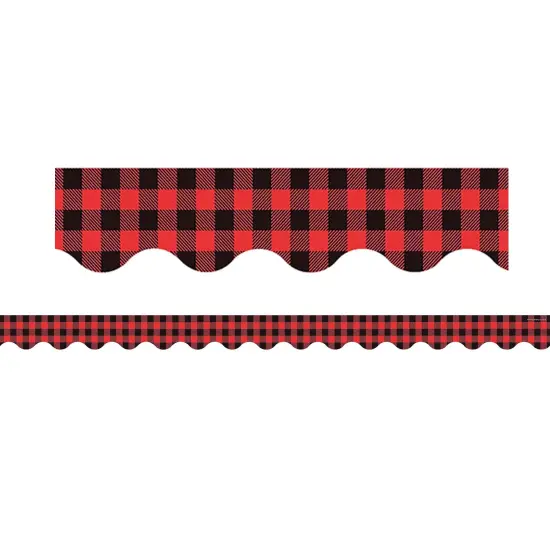 Red and Black Gingham Scalloped Border Trim, 35 Feet Per Pack, 6 Packs {3}