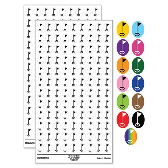 Golf Hole Flag 200+ 0.50" Round Stickers Dark Green {1}