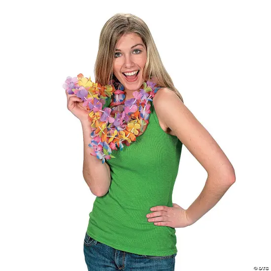 36" Luau Ruffle Petal Flower Multicolor Polyester Leis {2}