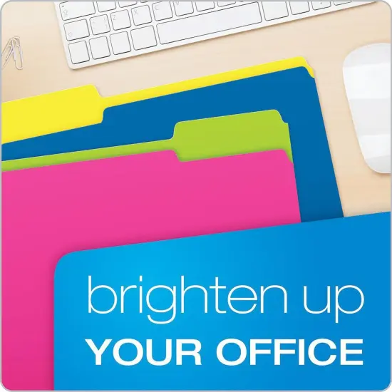 Twisted Glow File Folders, Letter Size, Assorted Colors, 1/3 Cut, Pack of 12 {5}