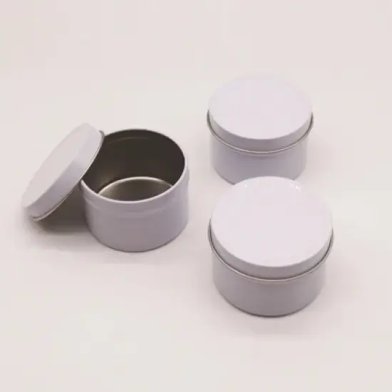 Bulk 48 Pc. White Round Metal Favor Tins {1}