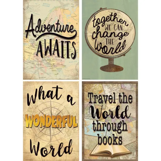 Travel the Map Posters, 13-3/8" x 19", Set of 4 {1}