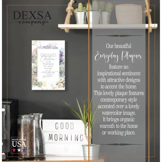 Grandchildren Wood Plaque with Easel and Hook Wall Tabletop Art - 6 inches x 9 inches {2}