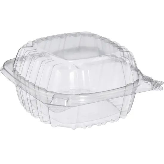 Clear Hinged Lid Plastic Food Container {2}