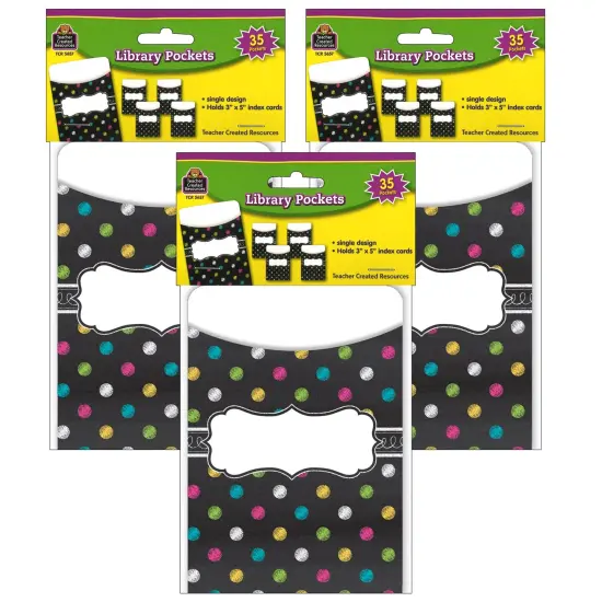 Chalkboard Brights Library Pockets, 35 Per Pack, 3 Packs {1}
