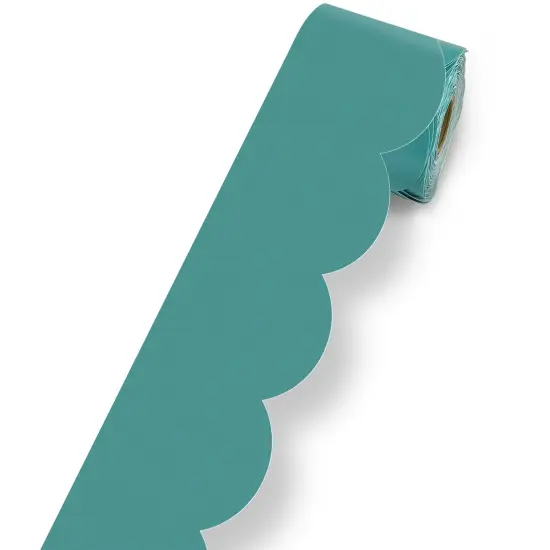 We Belong Teal Rolled Scalloped Bulletin Board Borders, 65 Feet Per Roll, Pack of 3 {4}