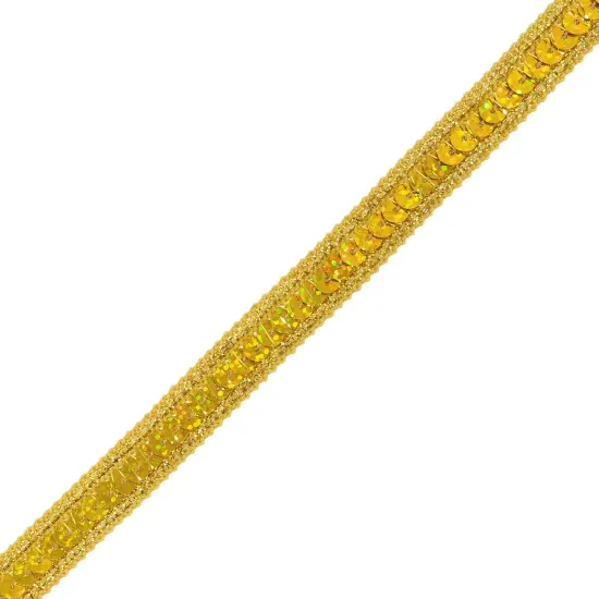 20 yards of LexSingle Row Starlight Hologram Sequin with Sparkle Edge Trim | 20 yard cut Gold {1}