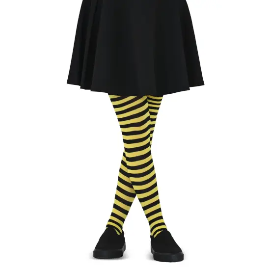 Black and Yellow Tights - Striped Nylon Bumble Bee Stretch Pantyhose Stocking Accessories for Every Day Attire and Costumes for Teens and Children {2}