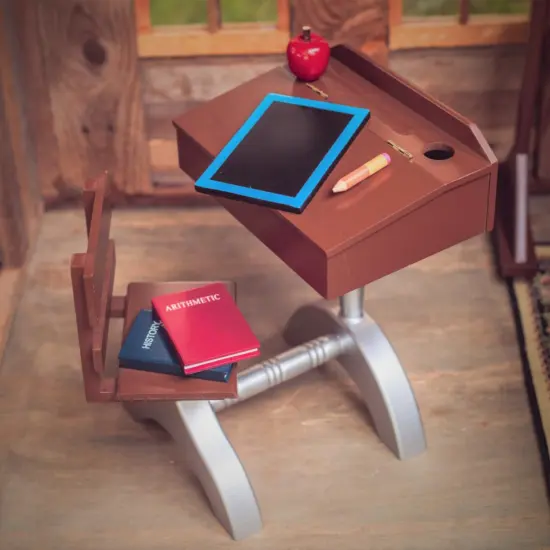 The Queen's Treasures 18 Inch Doll 1940&rsquo;s Wood School Desk and Accessories {1}