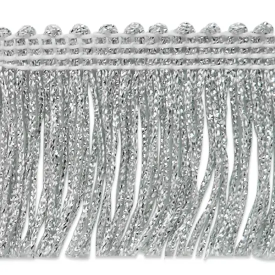 20 Yards of 2" Metallic Chainette Fringe Trim | 20 yard cut Silver {1}