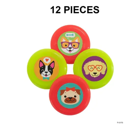 Mini Cute Dog Party Flying Discs - 12 Pc. {1}
