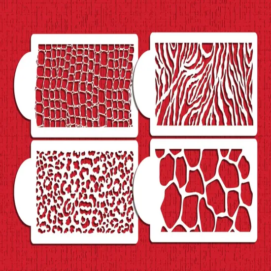 Animal Skin Cake Stencil Set: Zebra, Giraffe, Crocodile, Leopard | C456 by Designer Stencils | {2}