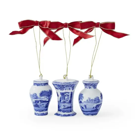 Spode Blue Italian Mini Urn Ornaments, Set of 3 | 2.8&rdquo; x 2&rdquo; x 1.5&rdquo; {4}