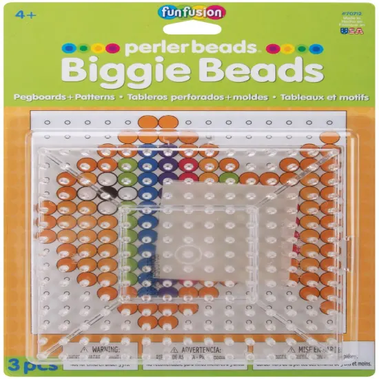 Perler BIGGIE Beads Pegboards 2/Pkg-Square Clear {1}