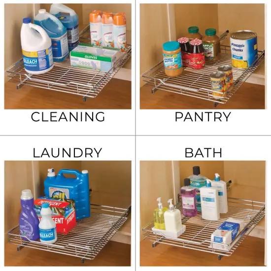 Smart Design Pull Out Cabinet Shelf - Extra Large - 20 In. x 21-40 - Chrome {6}