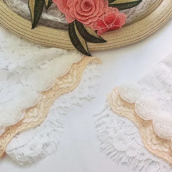 10 yards of Cora 2 1/4" Stretch Raschel Lace Trim | 10 yard cut Pink {5}