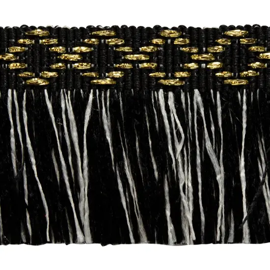10 yards of Sebastian 1 3/8" Diamond Head Fringe Trim | 10 yard cut Black Multi {1}