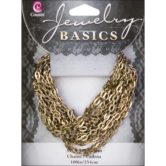 CousinDIY Jewelry Basics Metal Chain 100"-Antique Gold Small Oval {1}