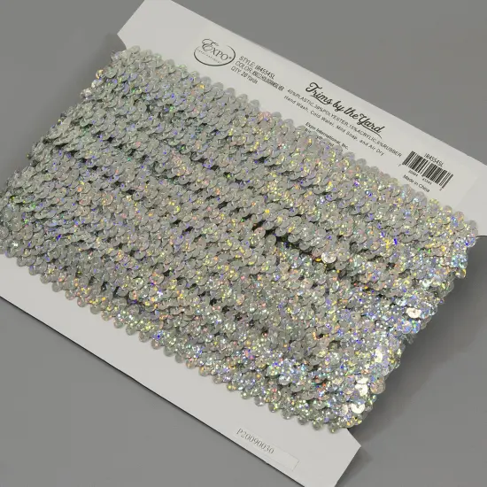 20 yards of 1 Row 3/8" Starlight Hologram Stretch Sequin Trim | 20 yard cut AquaBlue {3}