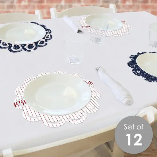 Big Dot of Happiness Batter Up - Baseball - Baby Shower or Birthday Party Round Table Decorations - Paper Chargers - Place Setting For 12 {3}