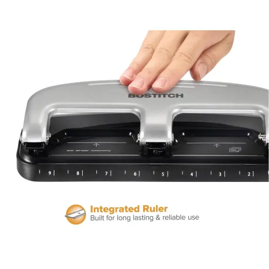 EZ Squeeze&trade; 3-Hole Punch, 20 Sheets, Silver/Black {5}