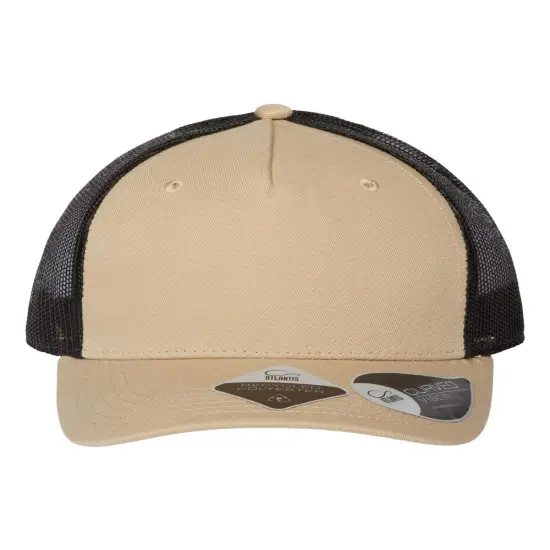 Atlantis Headwear&reg; Sustainable Five-Panel Trucker Cap Khaki/ black {1}