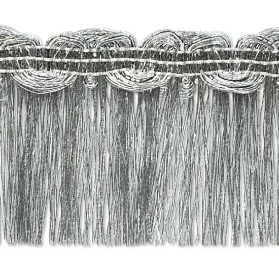 10 yards of Maeve Metallic Braid Fringe Trim | 10 yard cut Silver {1}