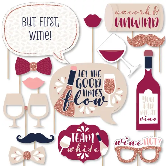 Big Dot of Happiness But First, Wine - Wine Tasting Party Photo Booth Props Kit - 20 Count {1}