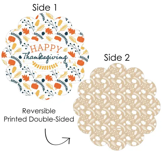 Big Dot of Happiness Happy Thanksgiving - Fall Harvest Party Round Table Decorations - Paper Chargers - Place Setting For 12 {4}