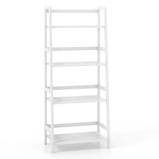 47.5 Inch 4-tier Multifunctional Bamboo Bookcase Storage Stand Rack-white {1}