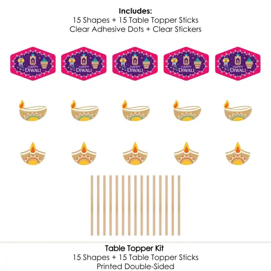 Big Dot of Happiness Happy Diwali - Festival of Lights Party Centerpiece Sticks - Table Toppers - Set of 15 {7}