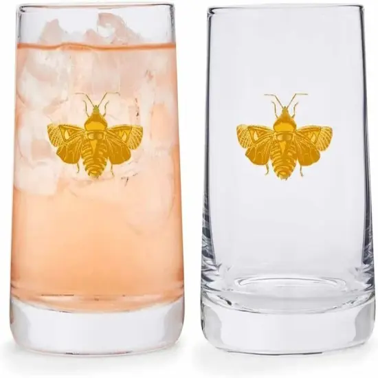 Spode Creatures of Curiosity Double Old Fashioned Glass, Set of 2 - Clear/Gold {2}