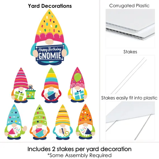 Big Dot of Happiness Gnome Birthday - Yard Sign and Outdoor Lawn Decorations - Happy Birthday Party Yard Signs - Set of 8 {6}